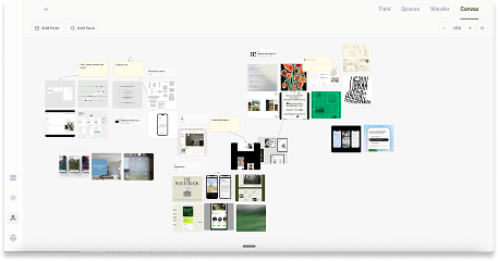 Fields canvas — a freeform spatial board for connecting ideas