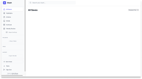 The original Stash interface — functional and optimised for text-based media